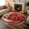 image:imageCustom 3D Effect Dragon Round Rug Personalized 3D Printed Dragon Book Lovers Library Optical Illusion Rug NonSlip Carpet for Bedroom Living Room Birthday Gifts D8D8
