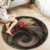 image:imageCustom 3D Effect Dragon Round Rug Personalized 3D Printed Dragon Book Lovers Library Optical Illusion Rug NonSlip Carpet for Bedroom Living Room Birthday Gifts D8D12