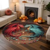image:imageCustom 3D Effect Dragon Round Rug Personalized 3D Printed Dragon Book Lovers Library Optical Illusion Rug NonSlip Carpet for Bedroom Living Room Birthday Gifts D8D4