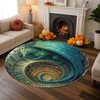 image:imageCustom 3D Effect Dragon Round Rug Personalized 3D Printed Dragon Book Lovers Library Optical Illusion Rug NonSlip Carpet for Bedroom Living Room Birthday Gifts D8D6