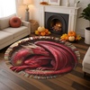 image:imageCustom 3D Effect Dragon Round Rug Personalized 3D Printed Dragon Book Lovers Library Optical Illusion Rug NonSlip Carpet for Bedroom Living Room Birthday Gifts D8D11