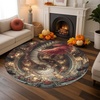image:imageCustom 3D Effect Dragon Round Rug Personalized 3D Printed Dragon Book Lovers Library Optical Illusion Rug NonSlip Carpet for Bedroom Living Room Birthday Gifts D8D13