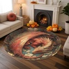 image:imageCustom 3D Effect Dragon Round Rug Personalized 3D Printed Dragon Book Lovers Library Optical Illusion Rug NonSlip Carpet for Bedroom Living Room Birthday Gifts D8D7