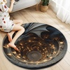 image:imageCustom 3D Effect Dragon Round Rug Personalized 3D Printed Dragon Book Lovers Library Optical Illusion Rug NonSlip Carpet for Bedroom Living Room Birthday Gifts D8D9