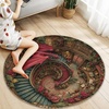 image:imageCustom 3D Effect Dragon Round Rug Personalized 3D Printed Dragon Book Lovers Library Optical Illusion Rug NonSlip Carpet for Bedroom Living Room Birthday Gifts D8D3
