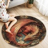 image:imageCustom 3D Effect Dragon Round Rug Personalized 3D Printed Dragon Book Lovers Library Optical Illusion Rug NonSlip Carpet for Bedroom Living Room Birthday Gifts D8D7