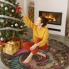 image:imageCustom 3D Printed Dragon Christmas Round Rug Personalized 3D Dragon Book Lover Round Rug NonSlip Rugs Carpet for Bedroom Living Room Birthday D3