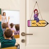image:imageTeacher Appreciaion Gift Personalized Teacher Wooden Plaque Doll Teacher Sitting On Pencil Sign Colorful Abc Alphabet Desk Sign Back To School Gifts For Teacher Women With Name Sign DOLL TEACHER