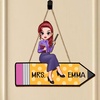 image:imageTeacher Appreciaion Gift Personalized Teacher Wooden Plaque Doll Teacher Sitting On Pencil Sign Colorful Abc Alphabet Desk Sign Back To School Gifts For Teacher Women With Name Sign DOLL TEACHER