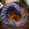 image:imageCustom 3D Printed Dragon Round Rug Personalized 3D Effect Dragon Book Lover Round Rug NonSlip Rugs Carpet for Bedroom Living Room Birthday D1