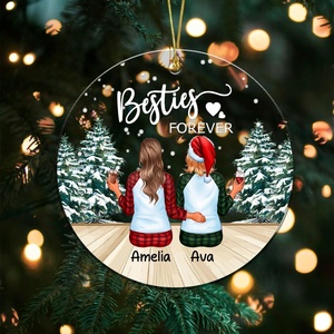 image:imageBestie Ornament Personalized  Best Friend Bestie Ornament Unbiological Sister Ornament Personalized Acrylic Christmas Ornaments Gift for BFF Soul Sister Snow