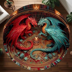 image:imageCustom 3D Printed Dragon Round Rug Personalized 3D Effect Dragon Book Lover Round Rug NonSlip Rugs Carpet for Bedroom Living Room Birthday D4