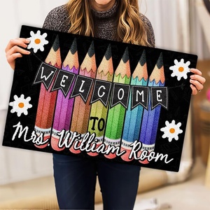 image:imageCustom Classroom Mat Back to School Doormat Classroom Welcome Mats Educational Door Rug Teacher Decor Outdoor School Rug Front Entry Floor Mat Teacher Appreciation Gift WelcomePencil