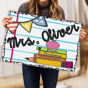 image:imageCustom Classroom Mat Back to School Doormat Classroom Welcome Mats Educational Door Rug Teacher Decor Outdoor School Rug Front Entry Floor Mat Teacher Appreciation Gift WelcomePaper