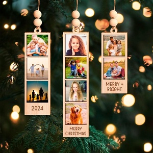 image:imageCustom Photo Ornament Photo Strip Ornament Personalized Photo Strip Christmas Ornament First Married Ornament 2Layered Wood Ornament Photo Frame Photo Multi