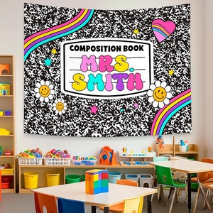 image:imageCustomize Classroom Tapestry Decor Custom Composition Notebook Welcome Teachers Name Classrooms Banner Custom Classroom Tapestries Welcome To My Class Wall Hanging Kindergarten Learning Design 1Design 8