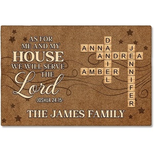 image:imagePersonalized Christian Welcome Mat As for me and My House We Will Serve The Lord Doormat Religious Prayers Thought Door Mat Outdoor Indoor Print with Family Name Entryway Decor The LordPuzzle