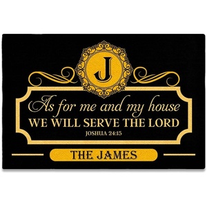 image:imagePersonalized Christian Welcome Mat As for me and My House We Will Serve The Lord Doormat Religious Prayers Thought Door Mat Outdoor Indoor Print with Family Name Entryway Decor The LordThe Lord