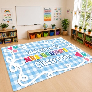 image:imagePersonalized Classroom Rug for Teachers Pink Checkered Gingham Classroom Carpet for Preschool Daycare Reading Corner  Custom Teacher Name Kindergarten Welcome Rug Back to School Decor 1 A4A1