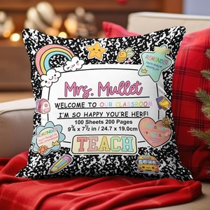 image:imagePersonalized Composition Notebook Pillow Cover 18x18 inch School Pillows Notebook Paper Pattern Throw Pillow Case with Name Pencil Pillows for Classroom Decor Back to School Gifts NOTEBOOKDS09Notebookds02