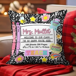 image:imagePersonalized Composition Notebook Pillow Cover 18x18 inch School Pillows Notebook Paper Pattern Throw Pillow Case with Name Pencil Pillows for Classroom Decor Back to School Gifts NOTEBOOKDS09Notebookds01