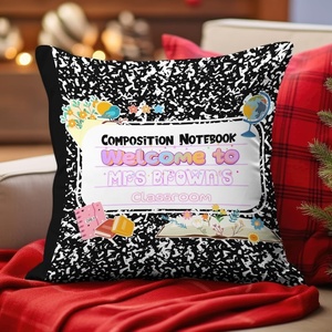 image:imagePersonalized Composition Notebook Pillow Cover 18x18 inch School Pillows Notebook Paper Pattern Throw Pillow Case with Name Pencil Pillows for Classroom Decor Back to School Gifts NOTEBOOKDS09Notebookds08