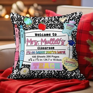 image:imagePersonalized Composition Notebook Pillow Cover 18x18 inch School Pillows Notebook Paper Pattern Throw Pillow Case with Name Pencil Pillows for Classroom Decor Back to School Gifts NOTEBOOKDS09Notebookds03