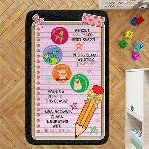 image:imagePersonalized Teacher Classroom Rug  Back to School Welcome Mat with A Plus Style  Custom Teacher Gift for Classroom Decor Composition Notebook Rugs Gift Crayon BoxClipboard Style