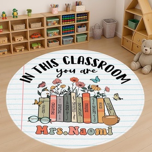 image:imagePersonalized Teacher Round Rug with Name  Custom Composition Notebook Carpet for Reading Corner Classroom  Soft Area Mat with Crayon Gift for Teachers Kids Floor Mat Music NoteBook Corner
