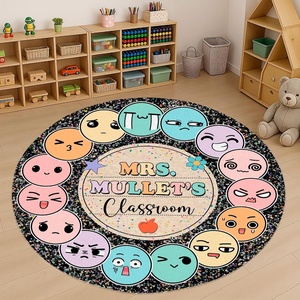 image:imagePersonalized Teacher Round Rug with Name  Custom Composition Notebook Carpet for Reading Corner Classroom  Soft Area Mat with Crayon Gift for Teachers Kids Floor Mat Music NoteFeelings