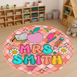 image:imagePersonalized Teacher Round Rug with Name  Custom Composition Notebook Carpet for Reading Corner Classroom  Soft Area Mat with Crayon Gift for Teachers Kids Floor Mat Music NoteDisco Ball Style