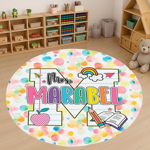 image:imagePersonalized Teacher Round Rug with Name  Custom Composition Notebook Carpet for Reading Corner Classroom  Soft Area Mat with Crayon Gift for Teachers Kids Floor Mat Music NotePolka Dot Style