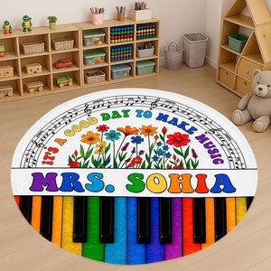 image:imagePersonalized Teacher Round Rug with Name  Custom Composition Notebook Carpet for Reading Corner Classroom  Soft Area Mat with Crayon Gift for Teachers Kids Floor Mat Music NoteMusic Note