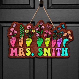 image:imagePersonalized Welcome Door Sign for Classroom  Custom Teacher Name Sign Classroom Door Sign Back To School Decoration Teacher Signs for Classroom Custom Name TeacherSign Language