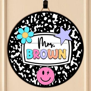 image:imagePersonalized Teacher Appreciation Gifts Teacher Door Signs Welcome Sign for Classroom Door Floral Teacher Name Sign Back to School Door Hanger Teacher Gifts from Students Wooden Plaque Cute Notebook