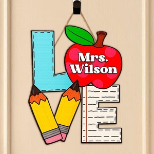 image:imagePersonalized Teacher Appreciation Gifts Teacher Door Signs Welcome Sign for Classroom Door Floral Teacher Name Sign Back to School Door Hanger Teacher Gifts from Students Wooden Plaque Love