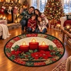 image:imageCustomized Christmas Round Rug 3D Optical Illusion Area Rug Santa Claus Gnome Snowman Rugs Circle Entryway Front Door Washable for Home Decor for Living Room Kids Girls XMAS08Xmas18
