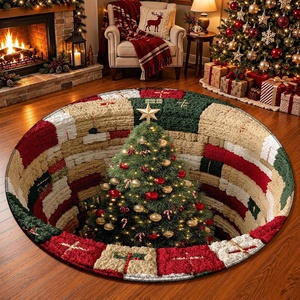 image:imageCustomized Christmas Round Rug 3D Optical Illusion Area Rug Santa Claus Gnome Snowman Rugs Circle Entryway Front Door Washable for Home Decor for Living Room Kids Girls XMAS08Xmas13