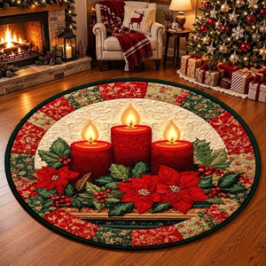 image:imageCustomized Christmas Round Rug 3D Optical Illusion Area Rug Santa Claus Gnome Snowman Rugs Circle Entryway Front Door Washable for Home Decor for Living Room Kids Girls XMAS08Xmas18