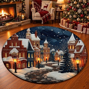 image:imageCustomized Christmas Round Rug 3D Optical Illusion Area Rug Santa Claus Gnome Snowman Rugs Circle Entryway Front Door Washable for Home Decor for Living Room Kids Girls XMAS08Xmas27