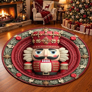 image:imageCustomized Christmas Round Rug 3D Optical Illusion Area Rug Santa Claus Gnome Snowman Rugs Circle Entryway Front Door Washable for Home Decor for Living Room Kids Girls XMAS08Xmas09