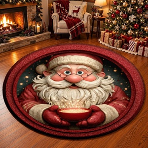 image:imageCustomized Christmas Round Rug 3D Optical Illusion Area Rug Santa Claus Gnome Snowman Rugs Circle Entryway Front Door Washable for Home Decor for Living Room Kids Girls XMAS08Xmas11