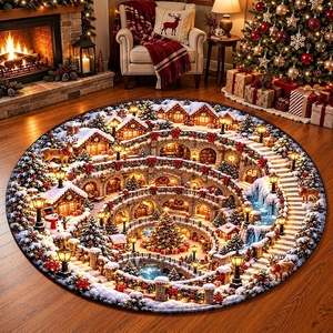 image:imageCustomized Christmas Round Rug 3D Optical Illusion Area Rug Santa Claus Gnome Snowman Rugs Circle Entryway Front Door Washable for Home Decor for Living Room Kids Girls XMAS08Xmas32
