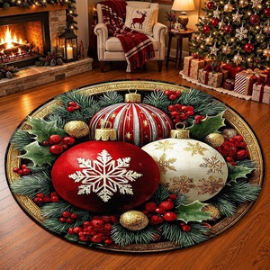 image:imageCustomized Christmas Round Rug 3D Optical Illusion Area Rug Santa Claus Gnome Snowman Rugs Circle Entryway Front Door Washable for Home Decor for Living Room Kids Girls XMAS08Xmas15