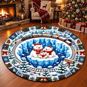 image:imageCustomized Christmas Round Rug 3D Optical Illusion Area Rug Santa Claus Gnome Snowman Rugs Circle Entryway Front Door Washable for Home Decor for Living Room Kids Girls XMAS08Xmas38