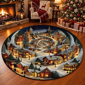 image:imageCustomized Christmas Round Rug 3D Optical Illusion Area Rug Santa Claus Gnome Snowman Rugs Circle Entryway Front Door Washable for Home Decor for Living Room Kids Girls XMAS08Xmas17