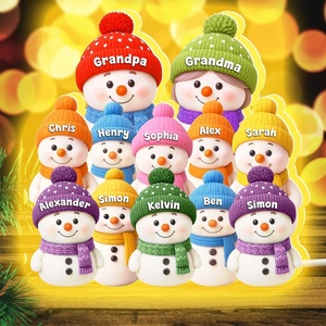 image:imagePersonalized 3D Snowman LED Light Box Christmas Grandma Grandpa Snowman with Kids Name LED Night Light 3D Effect Gift for Grandma Nana Gigi from Granddaughter Grandson on ChristmasSNOWMAN03