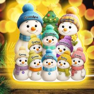 image:imagePersonalized 3D Snowman LED Light Box Christmas Grandma Grandpa Snowman with Kids Name LED Night Light 3D Effect Gift for Grandma Nana Gigi from Granddaughter Grandson on ChristmasSNOWMAN01
