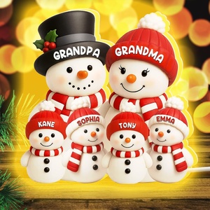 image:imagePersonalized 3D Snowman LED Light Box Christmas Grandma Grandpa Snowman with Kids Name LED Night Light 3D Effect Gift for Grandma Nana Gigi from Granddaughter Grandson on ChristmasSNOWMAN04