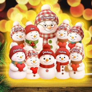image:imagePersonalized 3D Snowman LED Light Box Christmas Grandma Grandpa Snowman with Kids Name LED Night Light 3D Effect Gift for Grandma Nana Gigi from Granddaughter Grandson on ChristmasSNOWMAN02